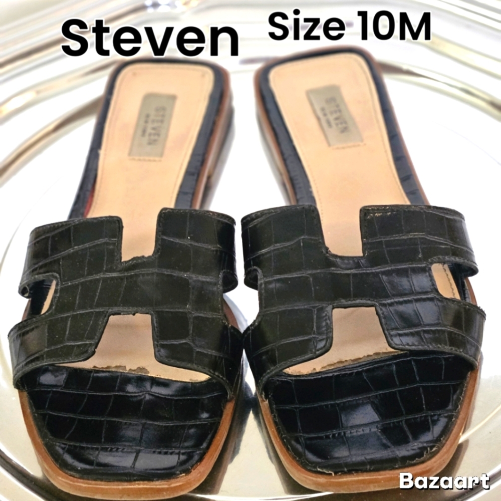 Steven  Black Women's Slide Sandals Size. 10M